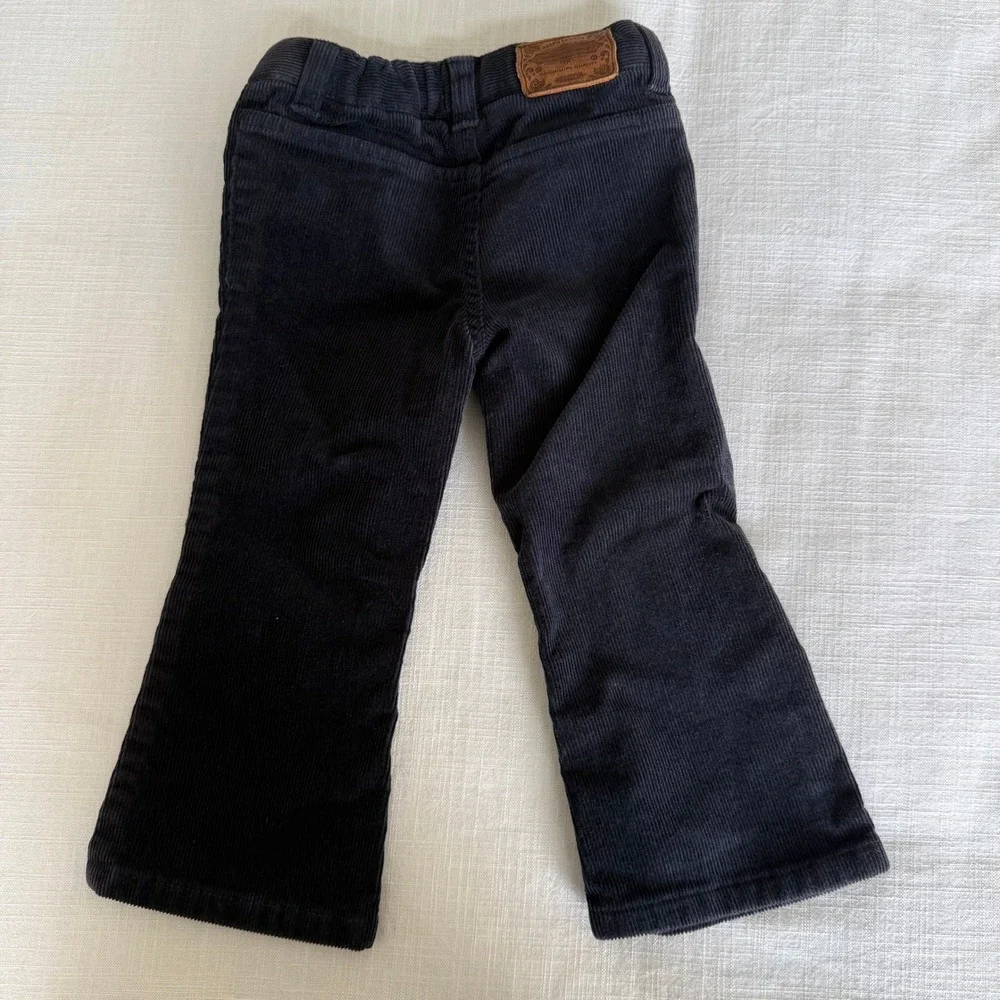 Ralph Lauren Toddler Navy Blue‎ Corduroy Flare Pants Gold Button Pockets 2T